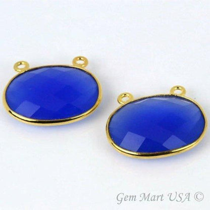 Oval 15x20mm Cat Bail Gold Bezel Gemstone Connector (Pick Stone & Lot Size)