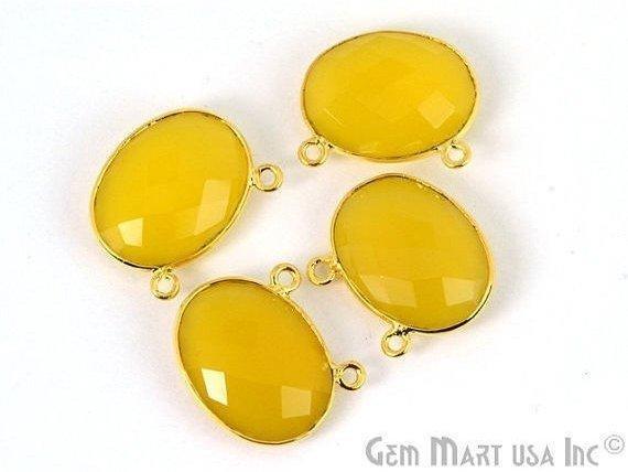 Oval 15x20mm Cat Bail Gold Bezel Gemstone Connector (Pick Stone & Lot Size)