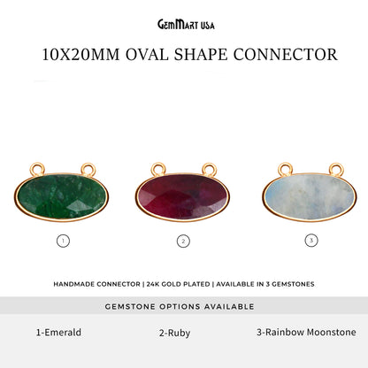 Oval 10x20mm Gold Bezel Cat Bail Gemstone Connector