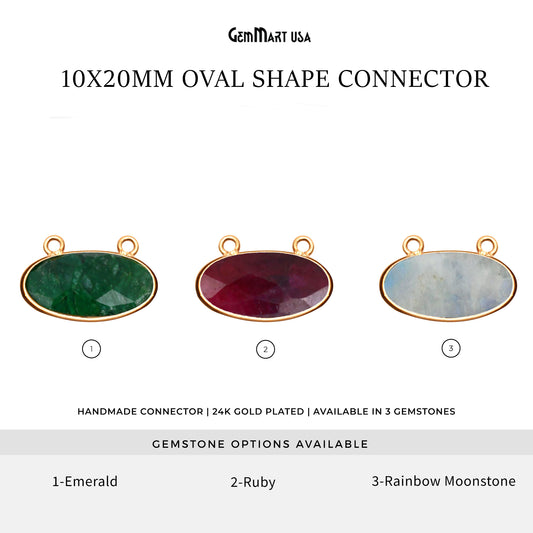 Oval 10x20mm Gold Bezel Cat Bail Gemstone Connector