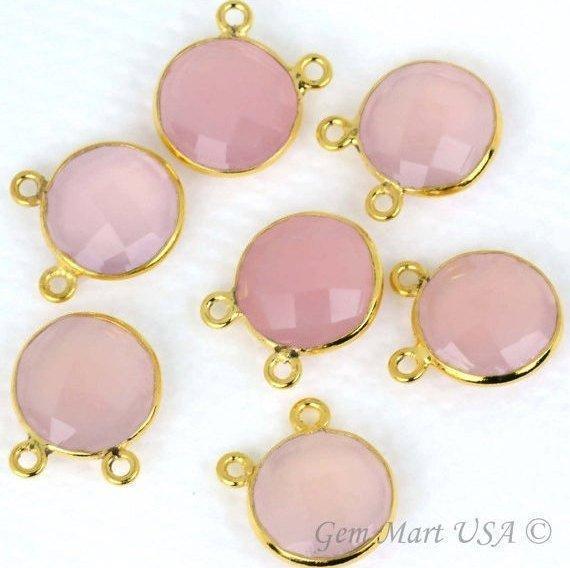 Round 12mm Cat Bail Gold Bezel Gemstone Connector