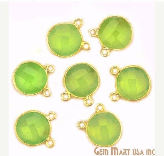Round 12mm Cat Bail Gold Bezel Gemstone Connector