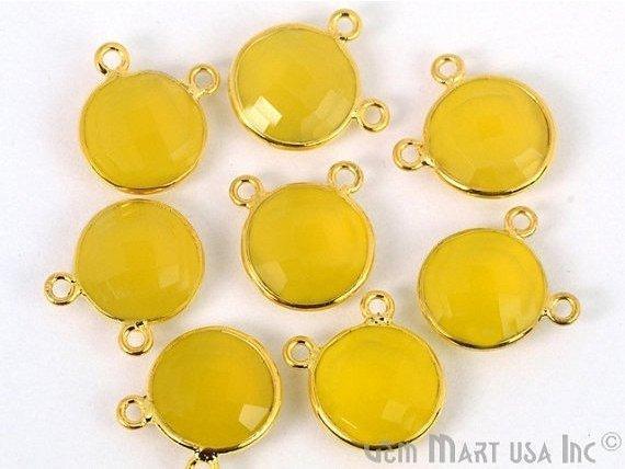 Round 12mm Cat Bail Gold Bezel Gemstone Connector