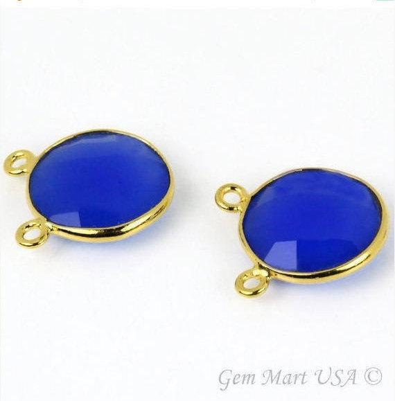 Round 14mm Cat Bail Gold Bezel Gemstone Connector