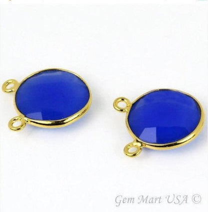 Round 14mm Cat Bail Gold Bezel Gemstone Connector