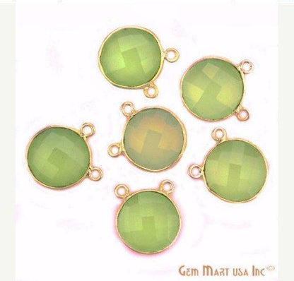 Round 14mm Cat Bail Gold Bezel Gemstone Connector