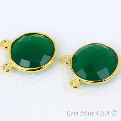 Round 14mm Cat Bail Gold Bezel Gemstone Connector