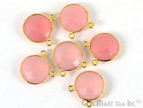 Round 14mm Cat Bail Gold Bezel Gemstone Connector