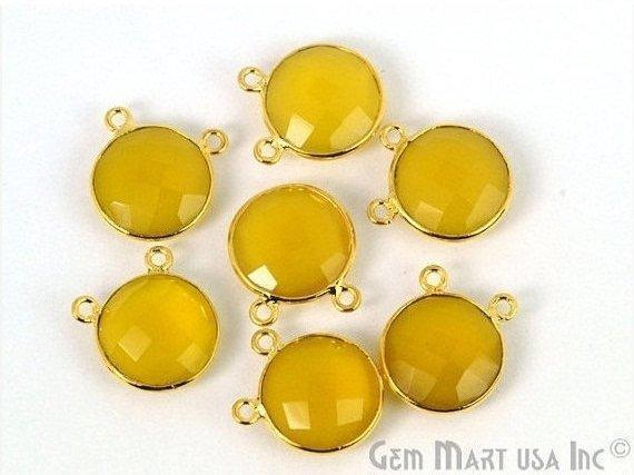 Round 14mm Cat Bail Gold Bezel Gemstone Connector