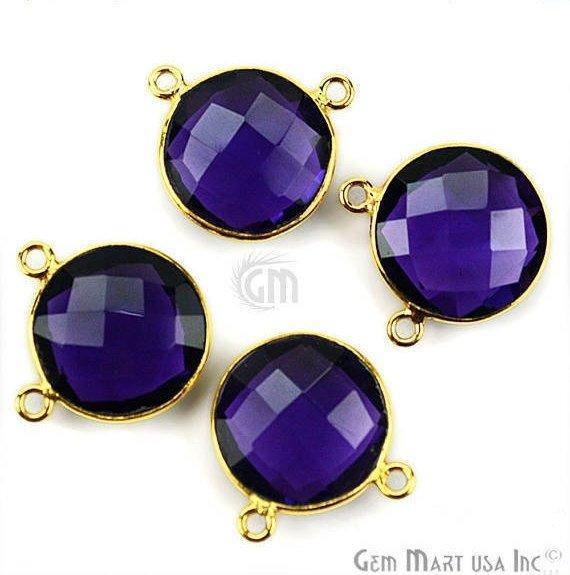 Round 16mm Cat Bail Gold Bezel Gemstone Connector