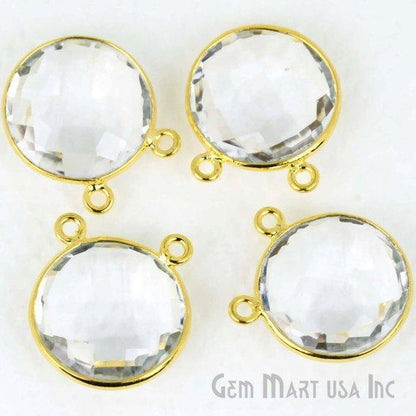 Round 16mm Cat Bail Gold Bezel Gemstone Connector