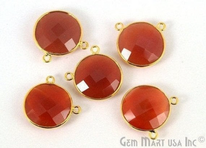 Round 16mm Cat Bail Gold Bezel Gemstone Connector