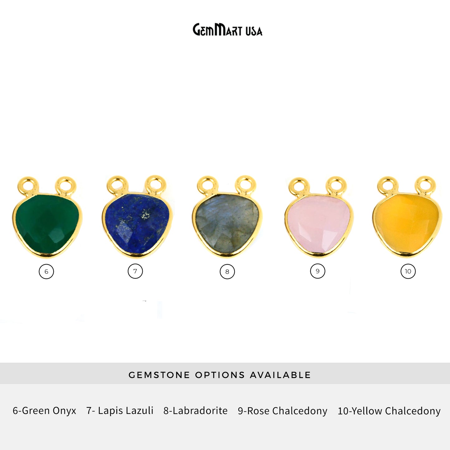 Trillion 14mm Cat Bail Silver Bezel Gemstone Connector