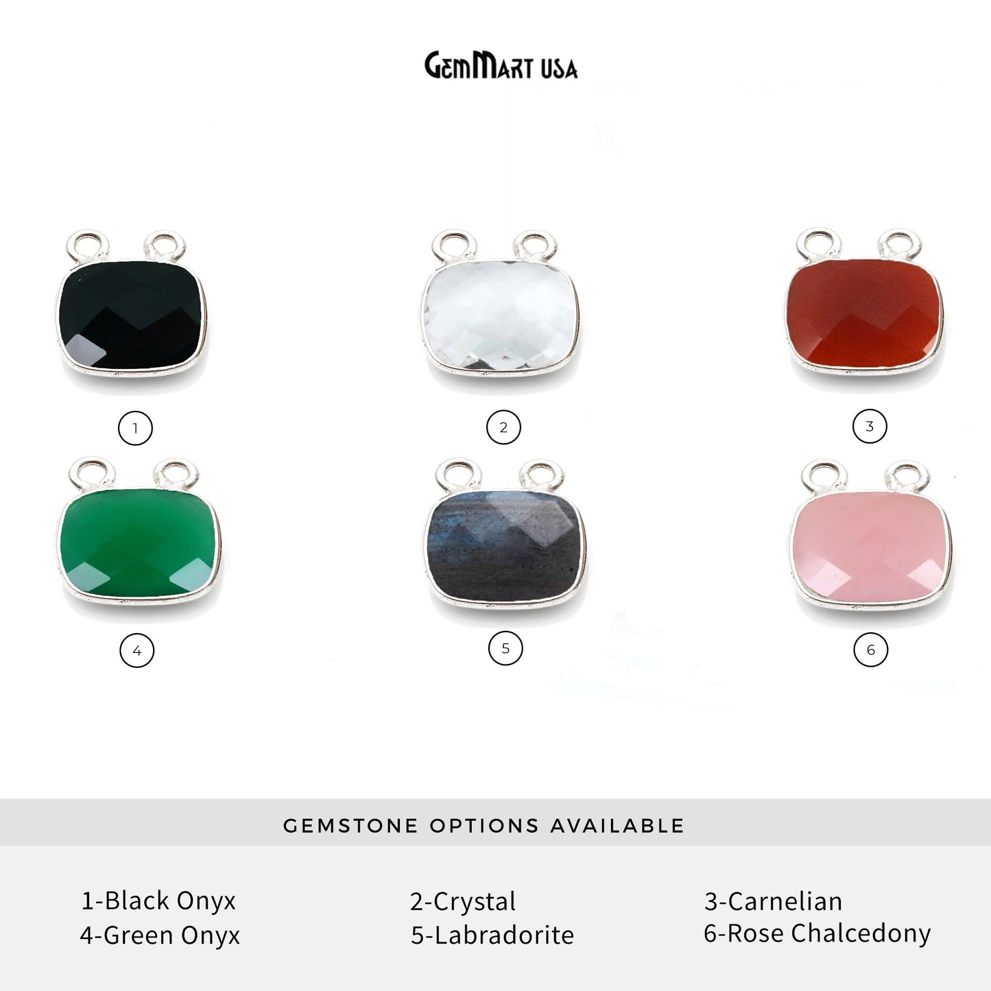 Octagon 12x16mm Cat Bail Gemstone Silver Bezel Connector