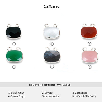 Octagon 12x16mm Cat Bail Gemstone Silver Bezel Connector