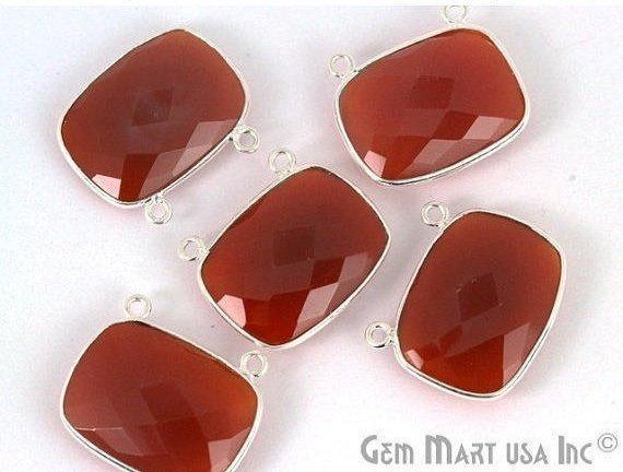 Octagon 15x20mm Silver Plated Cat Bails Gemstone Bezel Connector