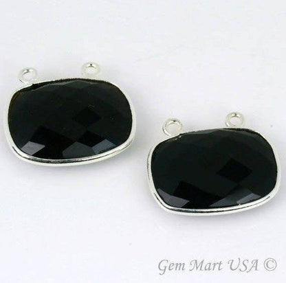 Octagon 15x20mm Silver Plated Cat Bails Gemstone Bezel Connector