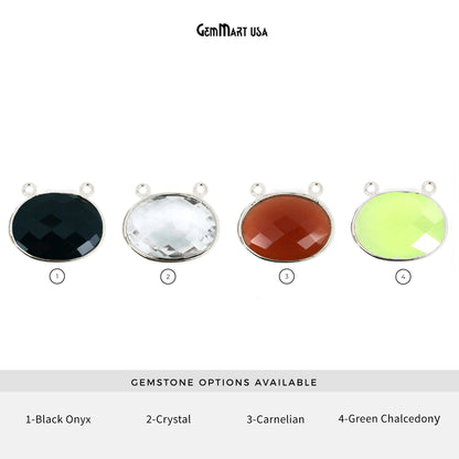Oval 15x20mm Cat Bail Gemstone Silver Bezel Connector
