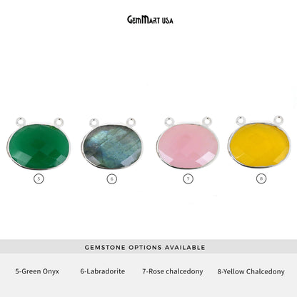 Oval 15x20mm Cat Bail Gemstone Silver Bezel Connector