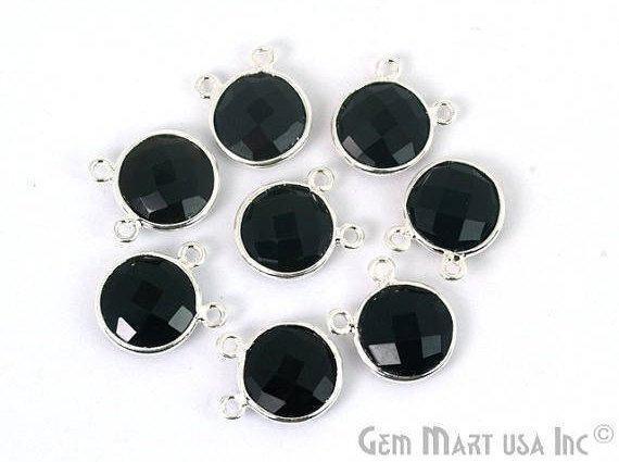 Round 12mm Cat Bail Silver Bezel Gemstone Connector