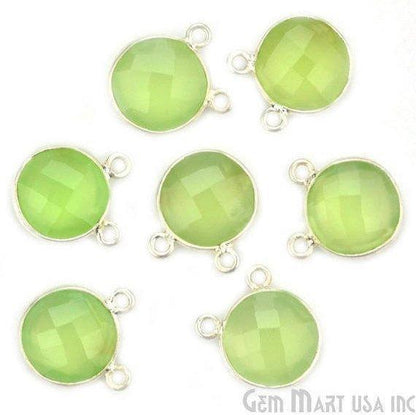 Round 12mm Cat Bail Silver Bezel Gemstone Connector