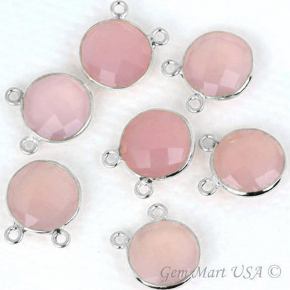Round 12mm Cat Bail Silver Bezel Gemstone Connector