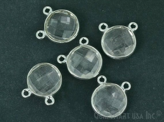 Round 12mm Cat Bail Silver Bezel Gemstone Connector