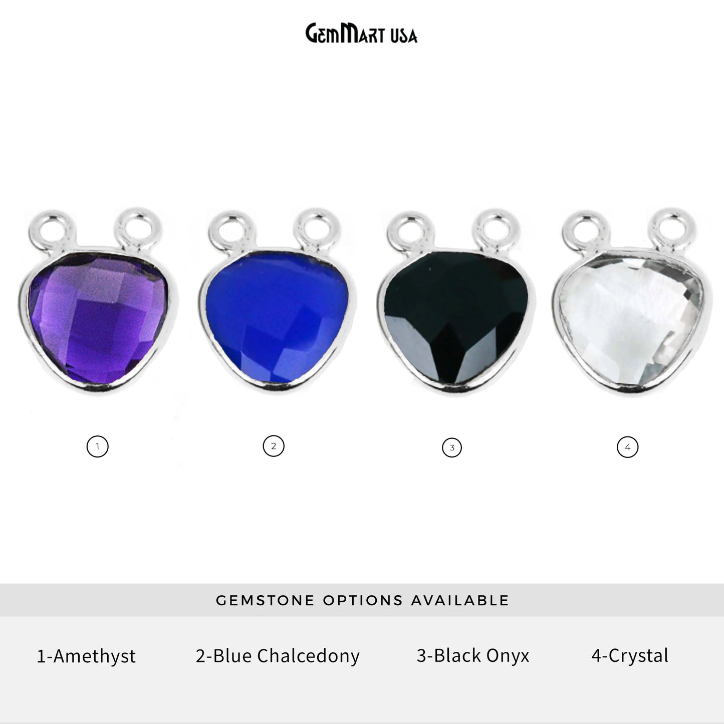 Trillion 10mm Cat Bail Silver Plated Bezel Gemstone Connector