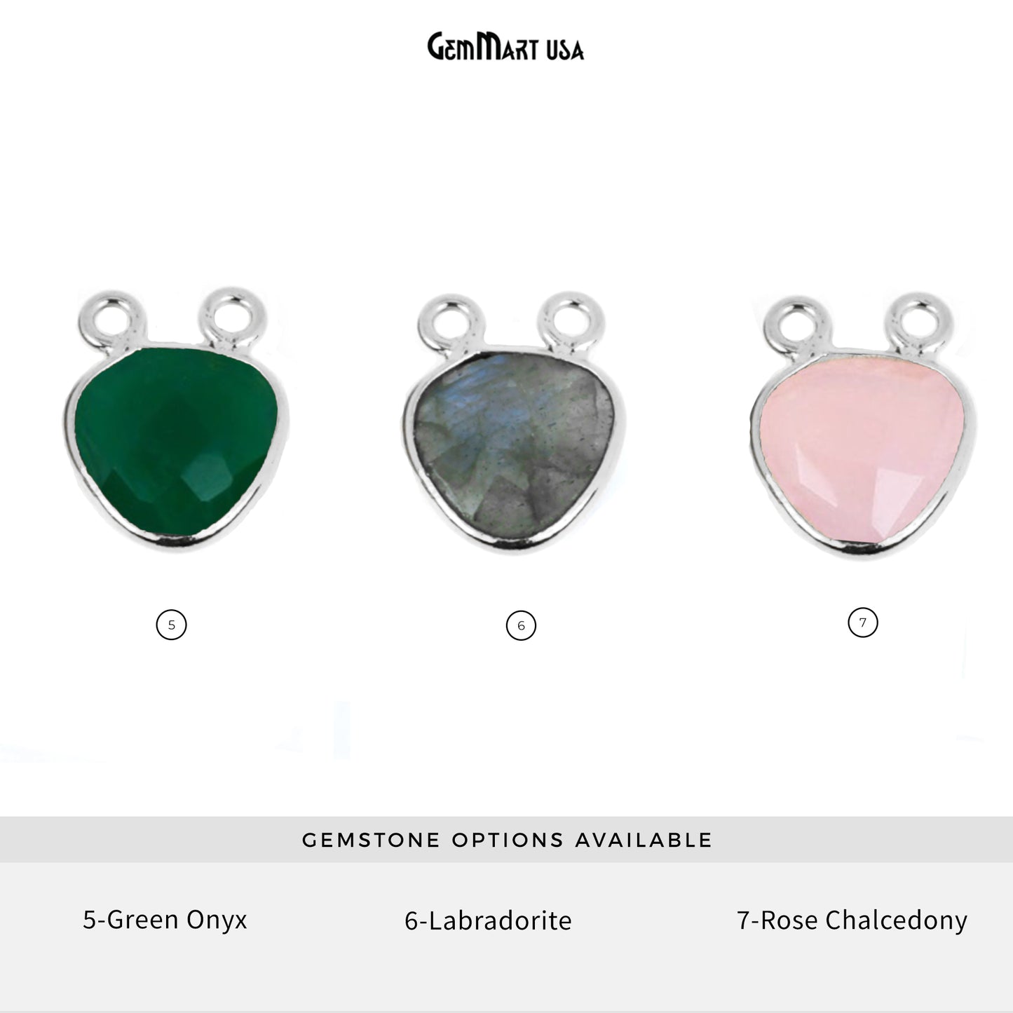 Trillion 10mm Cat Bail Silver Plated Bezel Gemstone Connector