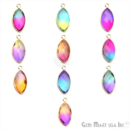 Doublet Aura Quartz 8x16mm Marquise Single Bail Gold Bezel Connector