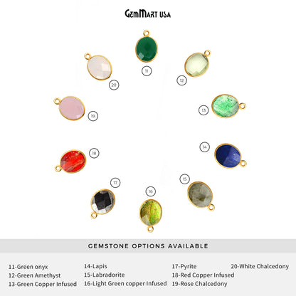 Oval 9x11mm Single Bail Gold Bezel Gemstone Connector