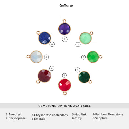 Round 10mm Single Bail Gold Bezel Gemstone Connectors