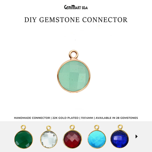 Round 10mm Single Bail Gold Plated Gemstone Bezel Connector