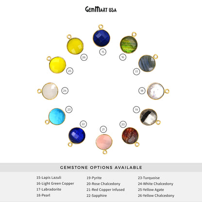 Round 10mm Single Bail Gold Plated Gemstone Bezel Connector