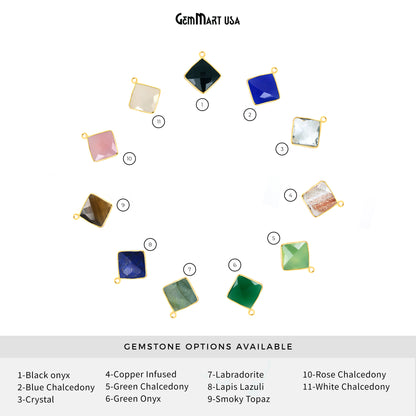 Square 16mm Single Bail Gold Bezel Gemstone Connector