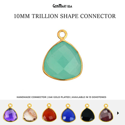 Trillion 10mm Single Bail Gold Plated Bezel Gemstone Connector