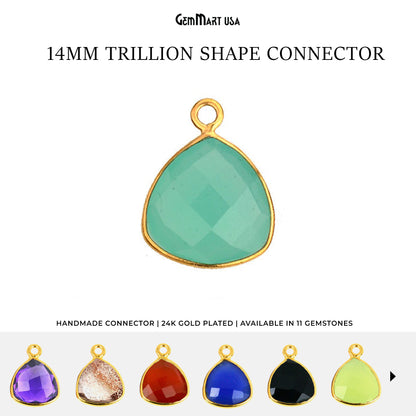 Trillion 14mm Single Bail Gold Bezel Gemstone Connector