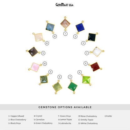 Square 16mm Double Bail Gold Bezel Gemstone Connector