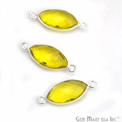 Marquise 8x16mm Double Bail Silver Bezel Gemstone Connector