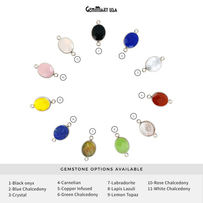 Oval 10x12mm Double Bail Silver Bezel Gemstone Connector