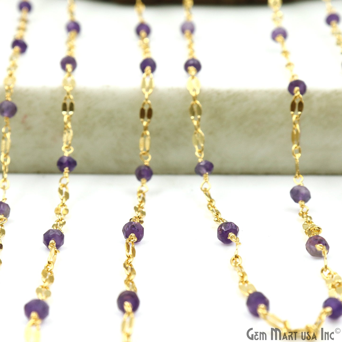 Amethyst Beads Gold Plated Finding Rosary Chain