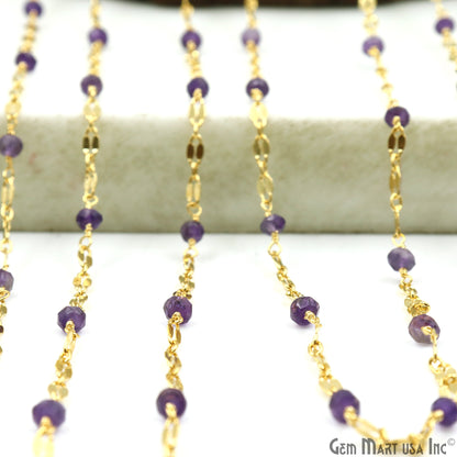 Amethyst Beads Gold Plated Finding Rosary Chain