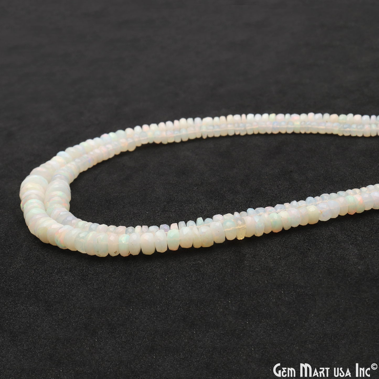 Opal Rondelle Beads, 13 Inch Gemstone Strands, Drilled Strung Nugget Beads, Faceted Round, 4-5mm