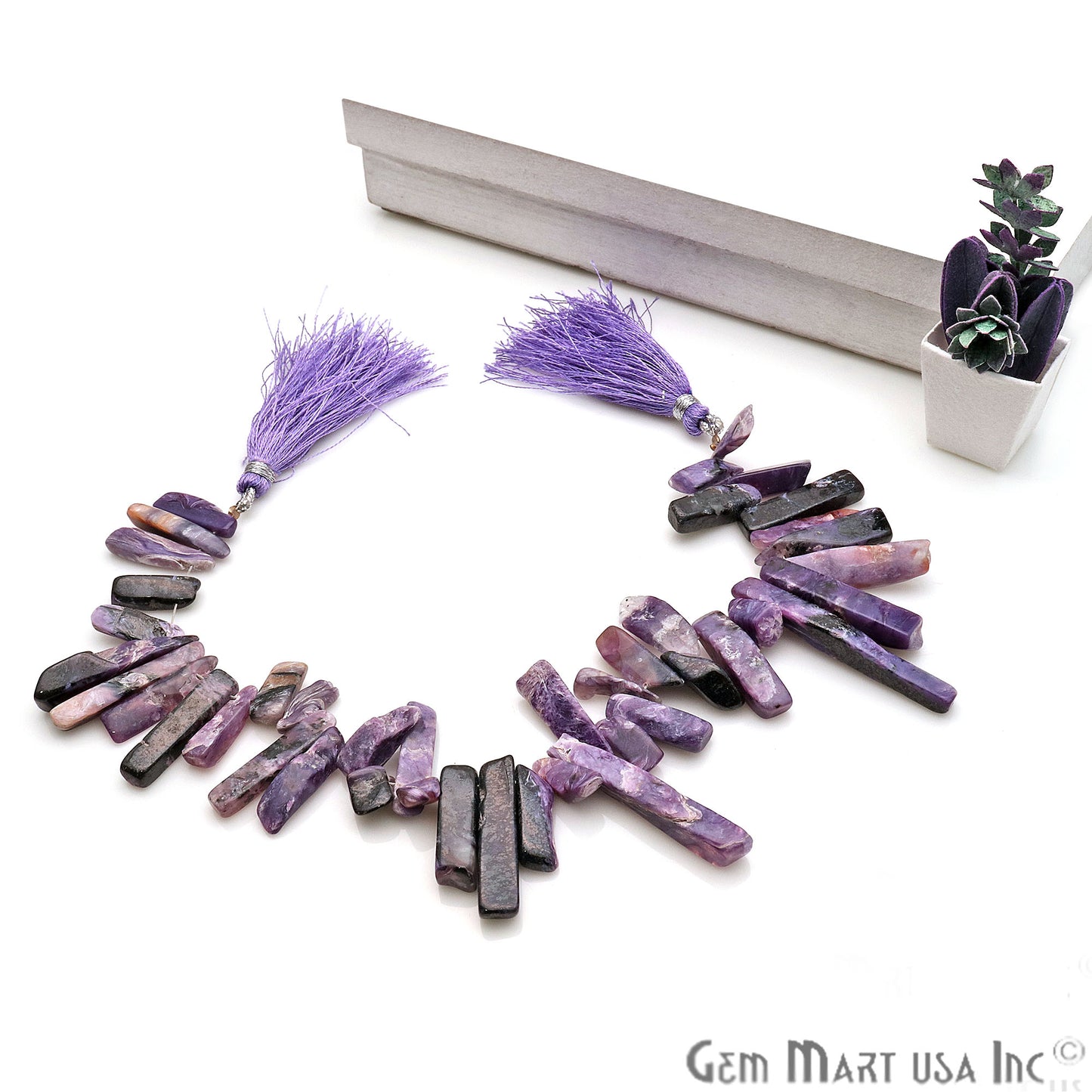 Charoite Free Form 22x7mm Crafting Beads Gemstone Strands 8INCH - GemmartUSA