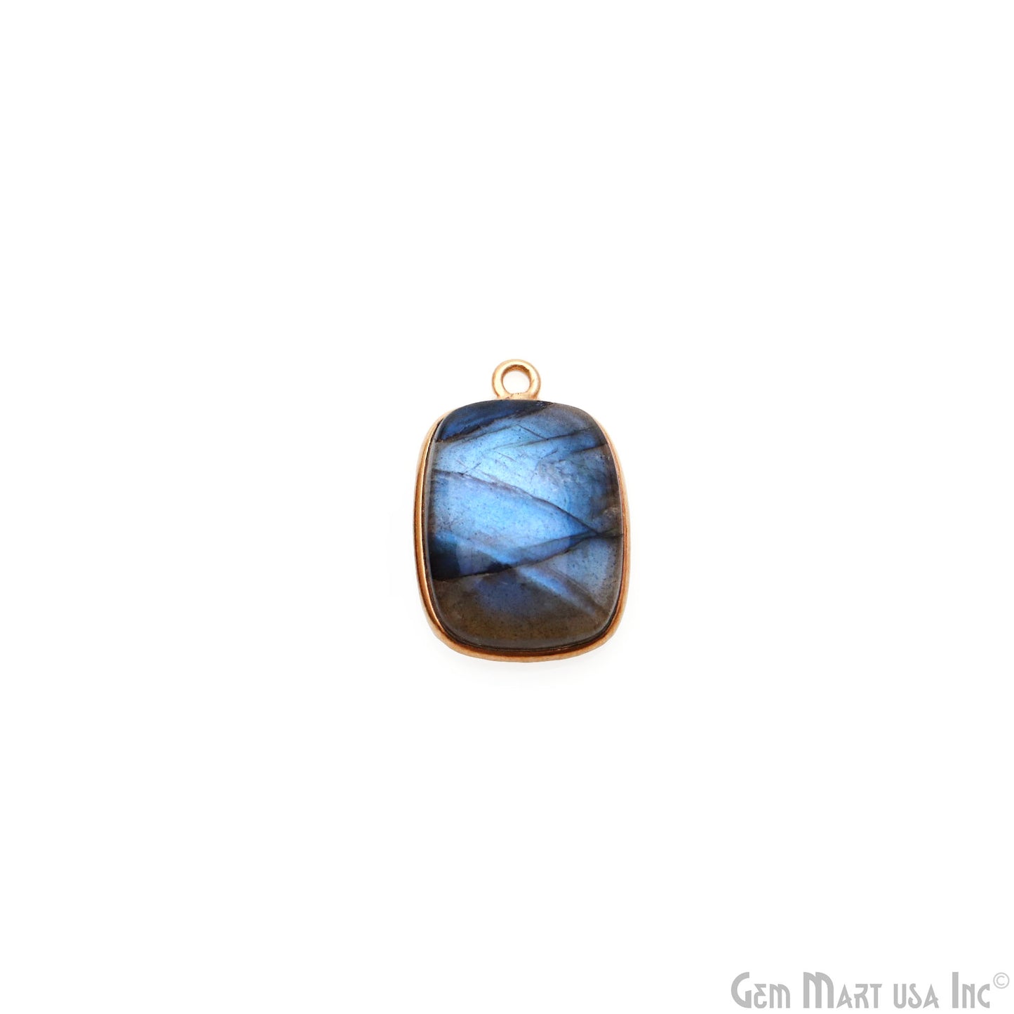 Flashy Labradorite Cabochon 12x16mm Octagon Single Bail Gold Plated Gemstone Connector