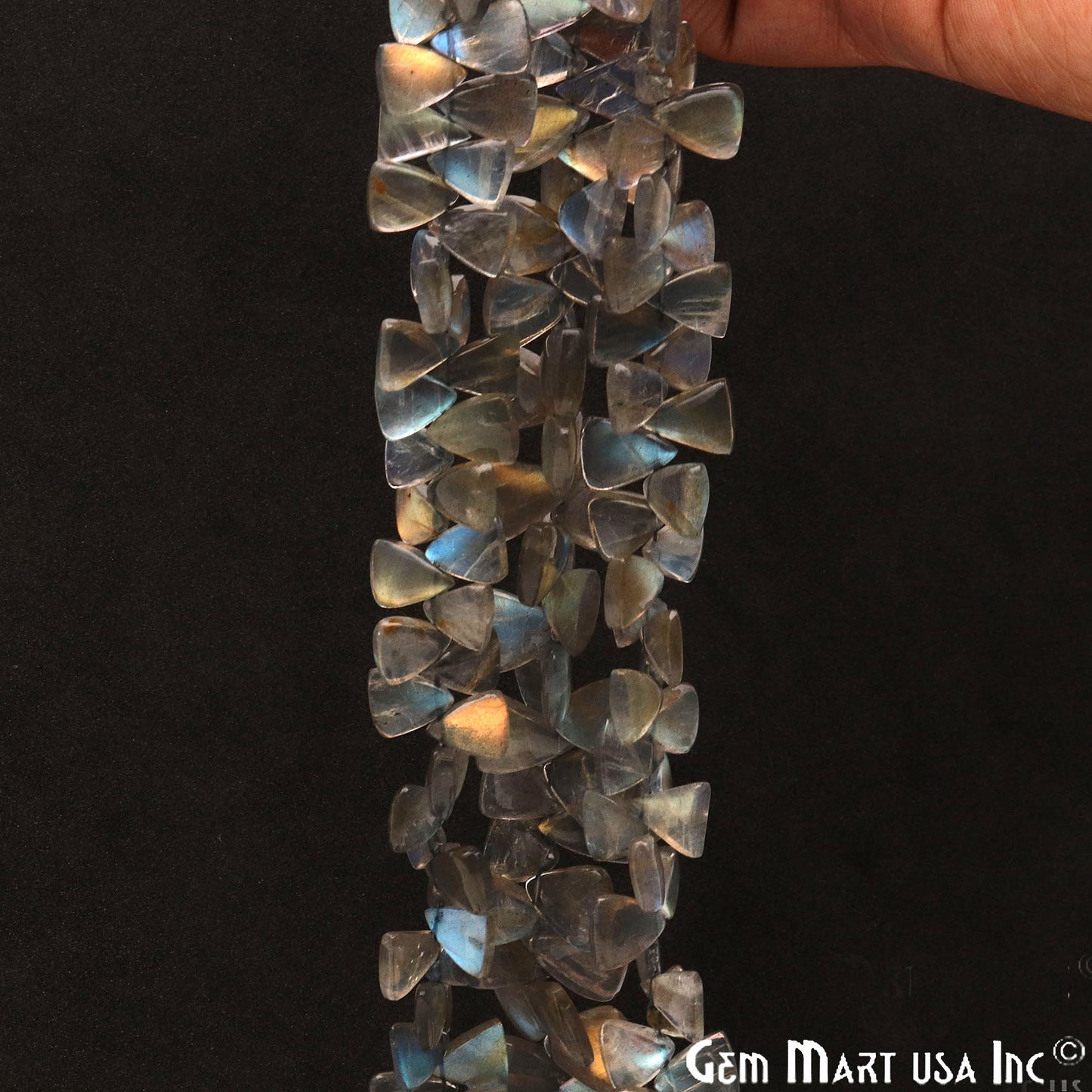 Labradorite Triangle 12x8mm Cabochon Crafting Beads Gemstone Strands 8 Inch - GemMartUSA