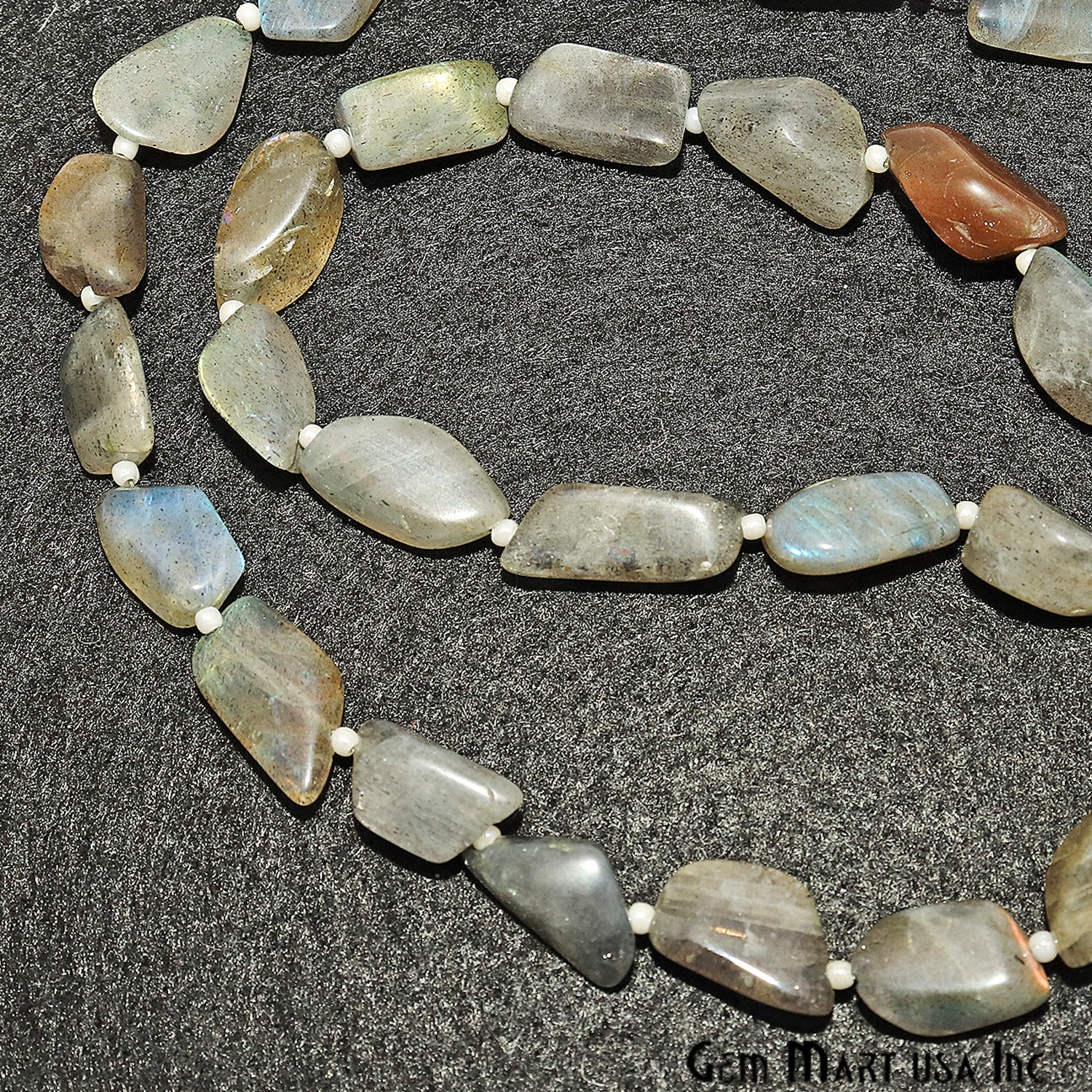 Labradorite Free Form 13x9mm Tumble Beads Gemstone Strands - GemMartUSA