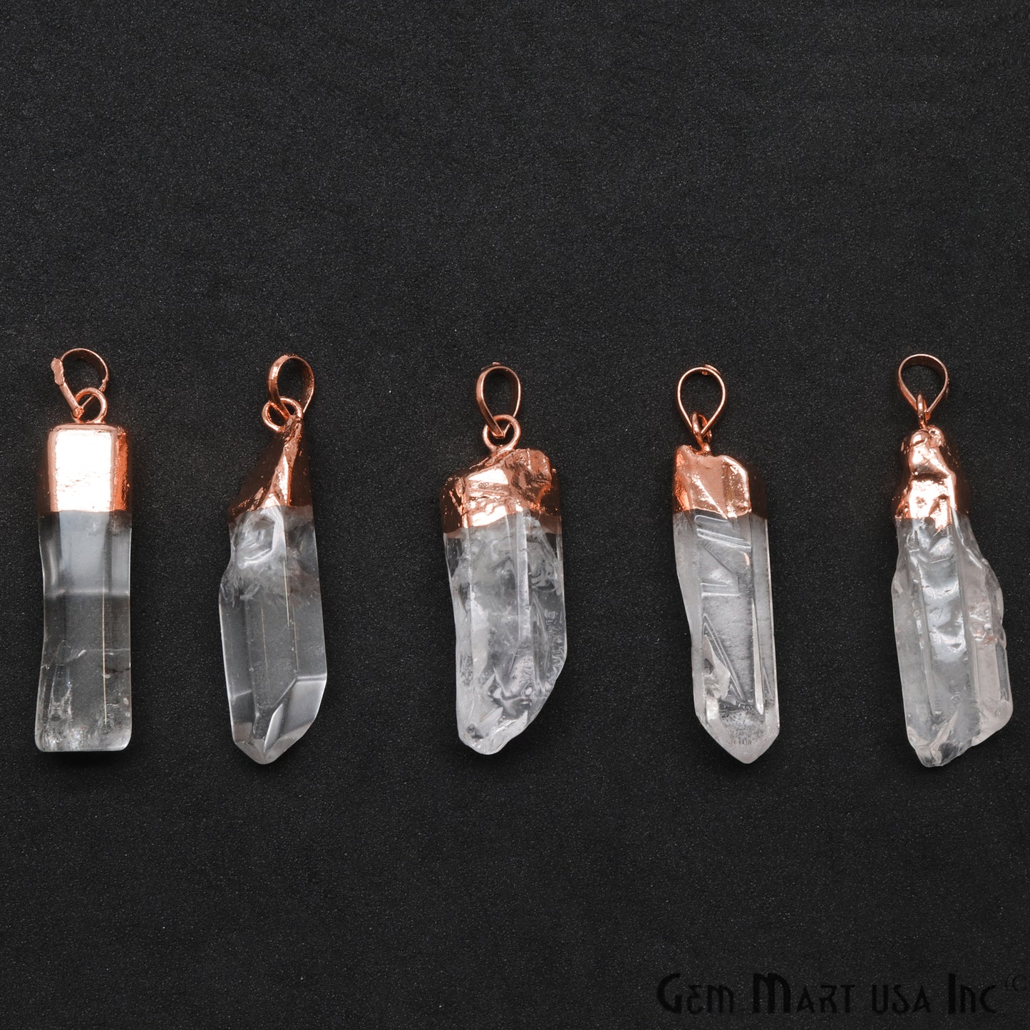 Crystal 41x15mm Rose Gold Plated Edged Point Pencil Charm Pendant
