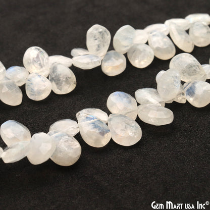 Rainbow Moonstone Pears Beads, 9.5 Inch Gemstone Strands, Drilled Strung Briolette Beads, Pears Shape, 7x11mm