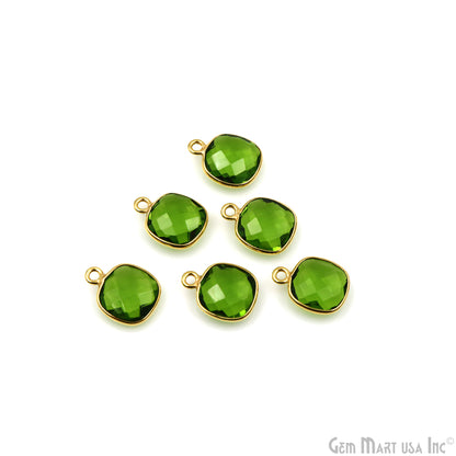 Peridot Square 10mm Single Bail Gold Plated Gemstone Connector